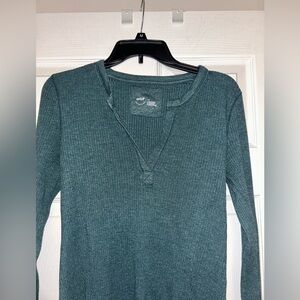 Aerie Teal Long Sleeve Ribbed Tee